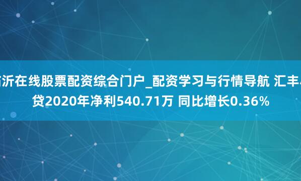临沂在线股票配资综合门户_配资学习与行情导航 汇丰小贷2020年净利540.71万 同比增长0.36%