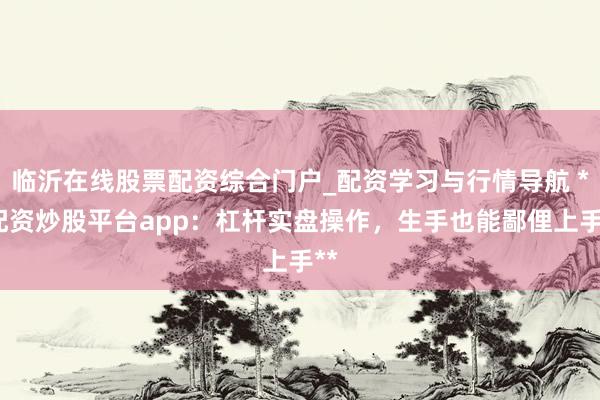 临沂在线股票配资综合门户_配资学习与行情导航 **配资炒股平台app：杠杆实盘操作，生手也能鄙俚上手**